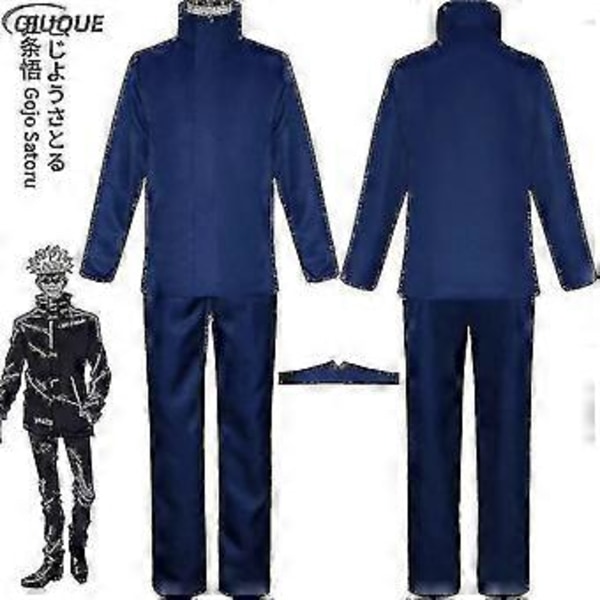 2023 - Anime Jujutsu Kaisen Gojo Satoru Cosplay Kostym Toppar Byxor Ögonlapp Halloweenfest Herruniform Peruker - 1-1 (M Svart Paket 4)