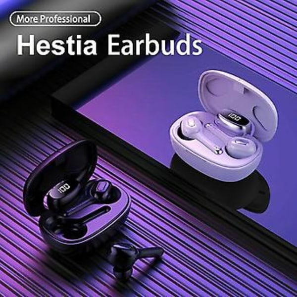 Bluetooth earbuds TWS trådløse hovedtelefoner 5.0 støjreducerende vandtæt headset (Sort)