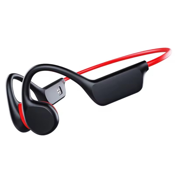Svart och rött, benlednings Bluetooth headset IPX8 vattentätt