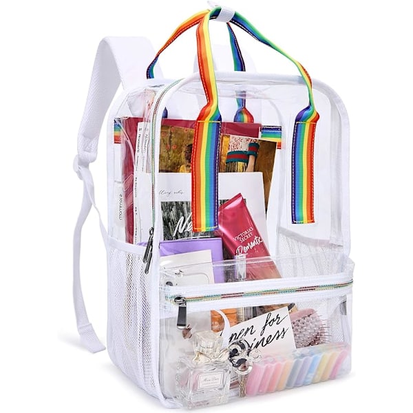 Läpinäkyvä Reppu Raskas PVC Läpinäkyvä Reppu Rainbow - Suuri