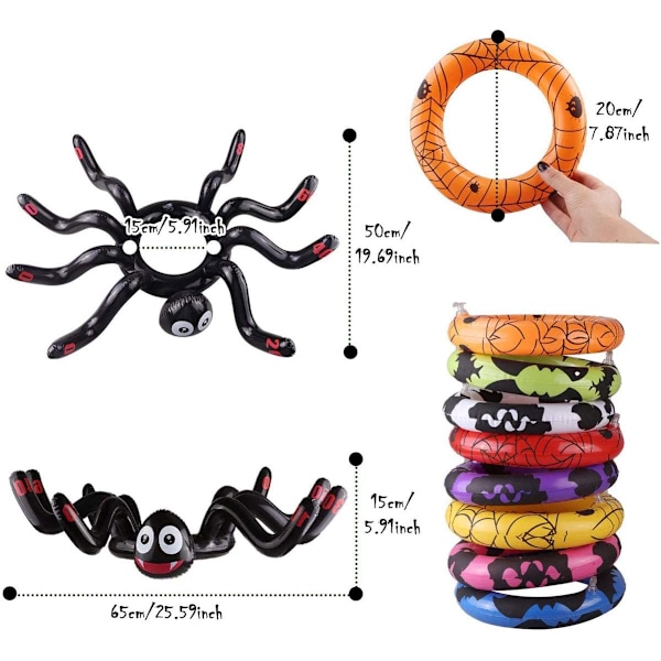 Halloween Ring Toss Spelset, Uppblåsbara Spindlar Häxhatt Ring