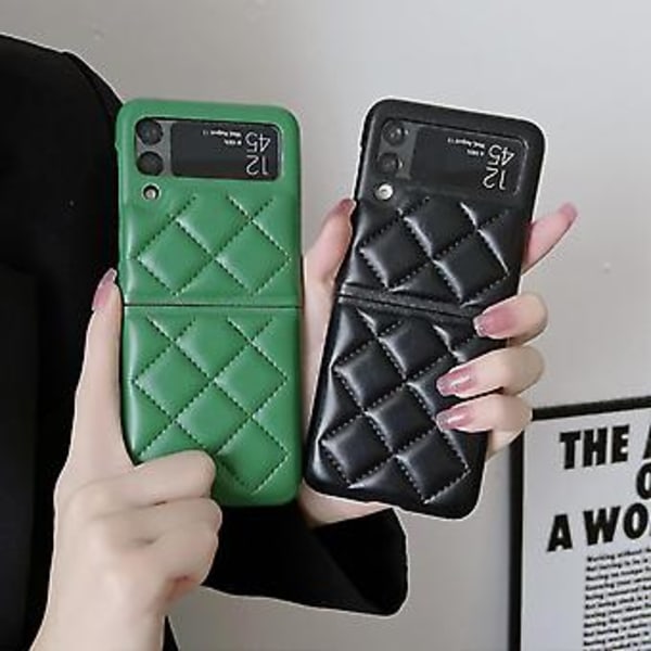 Rhombic Grid-fodral Kompatibelt med Samsung Galaxy Z Flip 4, PU-Läder Stötsäkert Skyddande Omslag