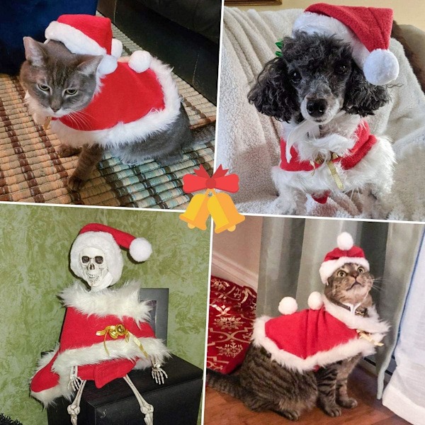 Juldräkter för hund Jul kattkläder Hundkostym Båge T