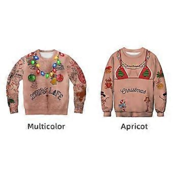 Juletrøje til damer og herrer, grim juletrøje, sweater, pullover, jumper, tunika (S Abrikos)