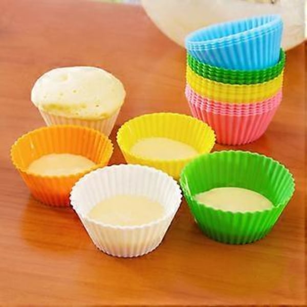 12 stk. Runde Stabelbare Muffinsforme Non-stick Høj Temperaturbestandig Bageudstyr Fødevaregodkendt Silikone Bageforme Festartikler Qinhai (Mørkeblå)