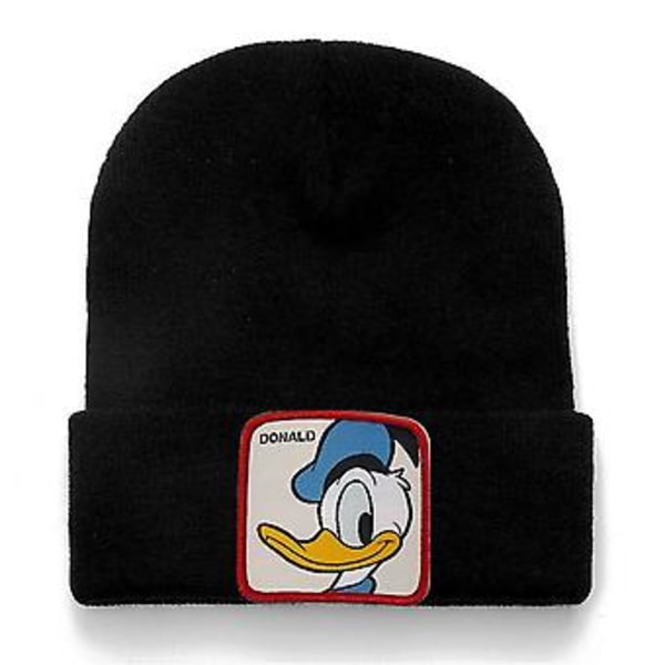 Dam & Herr Beanies för Vinter - Vikbara Beanie Hattar med Mickey Minnie Donald Duck Goofy Patch Stickad Skidhatt Varm Skallehatt Kreativa Presenter (Donald Duck)