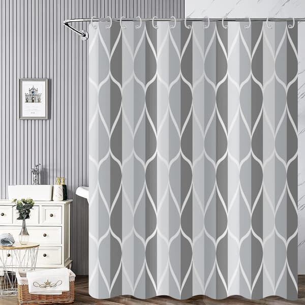 180*180cm Grå Bruseforhæng - Geometriske Bruseforhæng