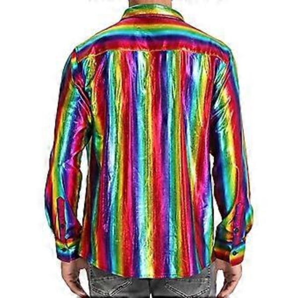 Disco Skjortor Herr Glänsande Långärmad Skjorta (2XL Flerfärgad)