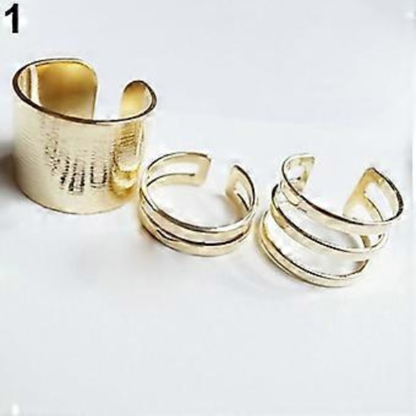 3 st/set Finger Midi Tip Finger Knuckle Öppna Ringar Smycken Berlocker Julklapp (Silver)