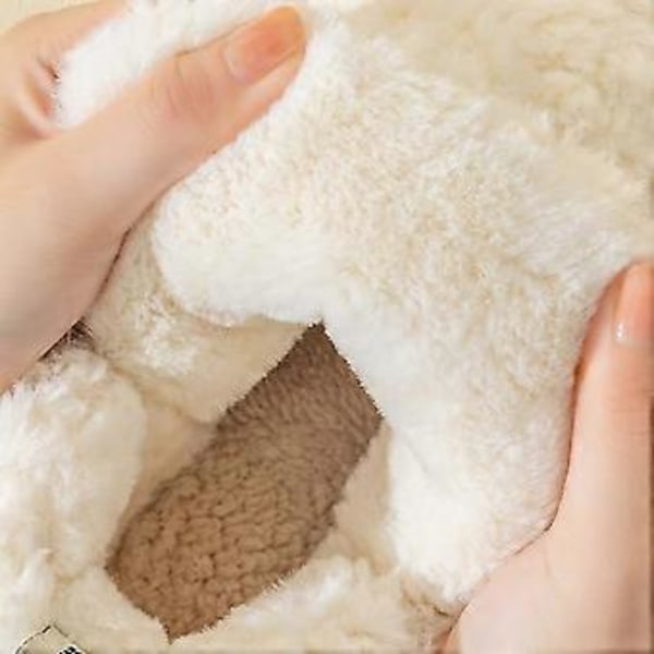 Våre herlige fleece-sko, myke minneskum søte varme fuzzy husfleece-sko hvite37( hvite37)
