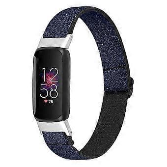 Elastiskt nylonarmband Solo Loop Justerbart Ersättningsarmband Kompatibelt med Fitbit Luxe (Blå)