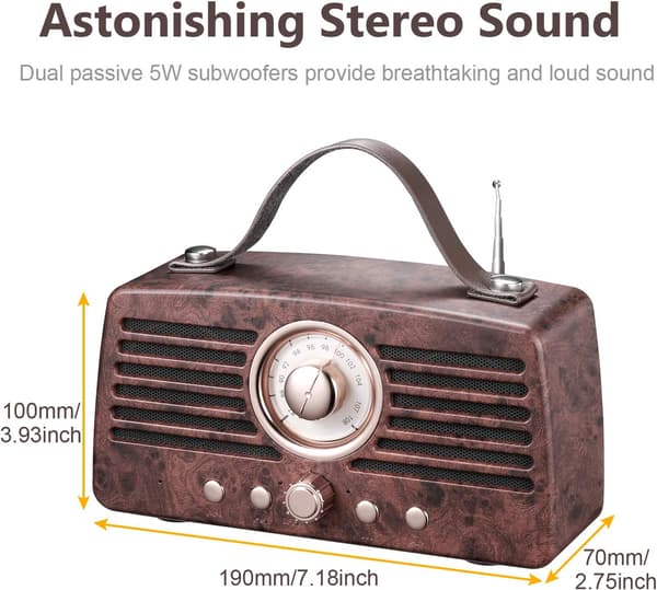 Retro Bluetooth-högtalare, bärbar trådlös Bluetooth 4.2-högtalare