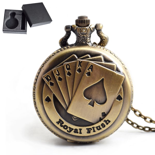 Vintage Poker Fickur Kvarts Fickur med Kedja, Romerska