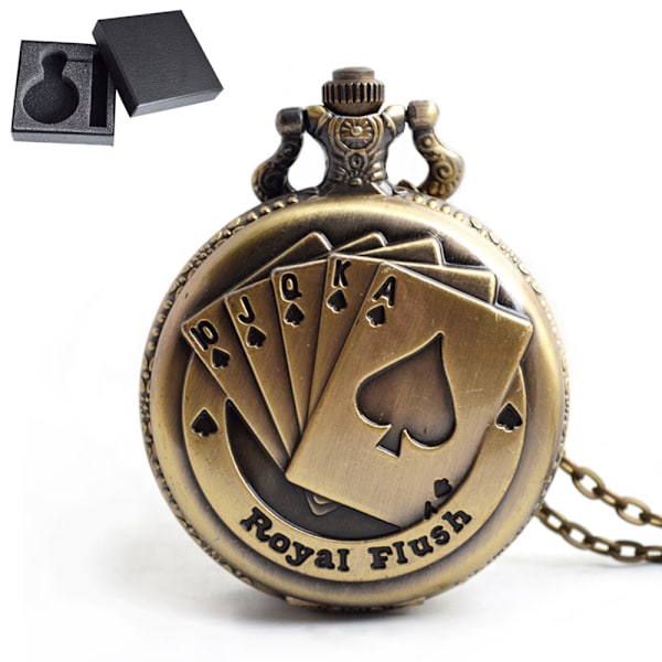 Vintage Poker Taskukello Kvartsitaskukello Ketjulla, Roomalaiset