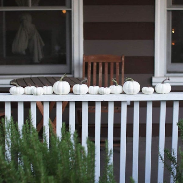 12 Hvide Deko - Halloween Dekorative Græskar - Vandflasker - O