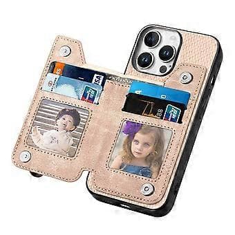 Kompatibel til iPhone 16 Pro Max Cover Læder+PC+TPU Lynlås Pung Telefon Shell (Abrikos)