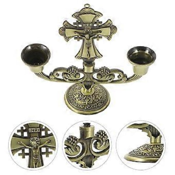 Ljusstake Dubbla Huvuden Zinklegering Ljusstaks Ornament Bordsdekoration