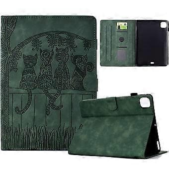 Embosset Lærveske For iPad Pro 11 2024 (Grønn)