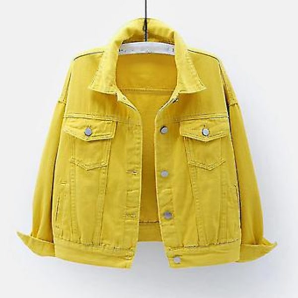Kvinnors Varma Denimjacka med Ärmar - Ytterkläder (S Gul)