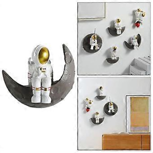 Dekorativ Astronaut i Harts för Upphängning, Barnrum Sovrum Kreativ Rymdman Prydnad Inomhus Väggkonst Skulptur - Flerfärgad,