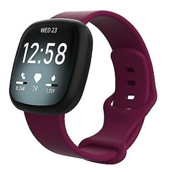 Fitbit Versa 3 / Sense -silikoniranneke, koko: L (viininpunainen)