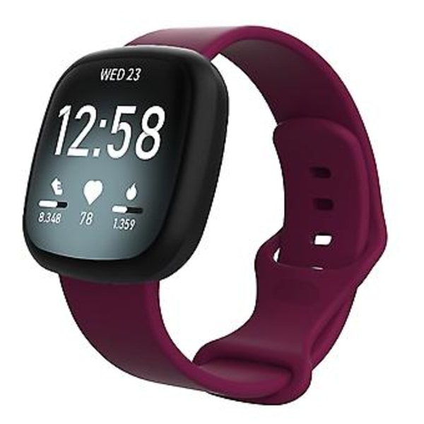 For Fitbit Versa 3 / Sense Silikon Armbånd Størrelse: L (Vinrød)