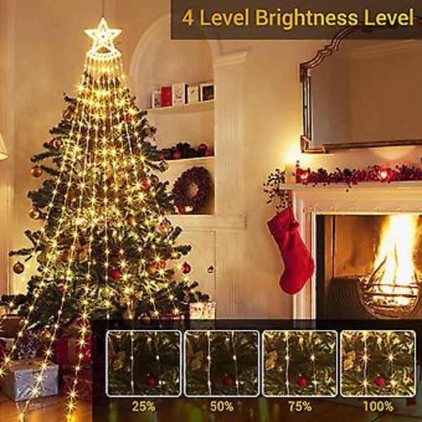 Julgransljus, 350 LED 3,5m Julbelysning, 2 Färgväxlare Julgransljusgirlang 8 Ljuslägen, Inomhus och Utomhus