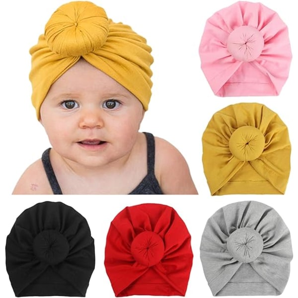 5 Pieces Newborn Headband Newborn Hat with Cute Elastic Bow Toddl