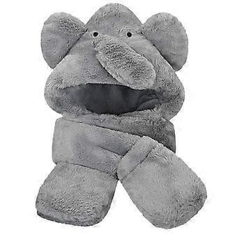 Sjov langnæset elefant hat, moderigtig unisex hat, plys øreklap pullover hat til hverdagsbrug, grå
