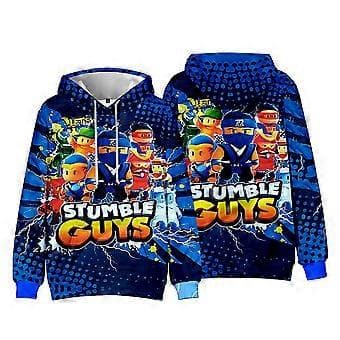 Stumble Guys Trykte Hettegensere Barn Pullover Høstgenser Lang Ermet Hettegensere (8-9 År C)