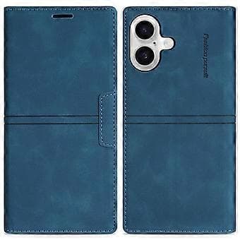 Kompatibel iPhone 16 Plus Wallet Case Magnetisk Lukning Læder Telefon Cover (Blå)