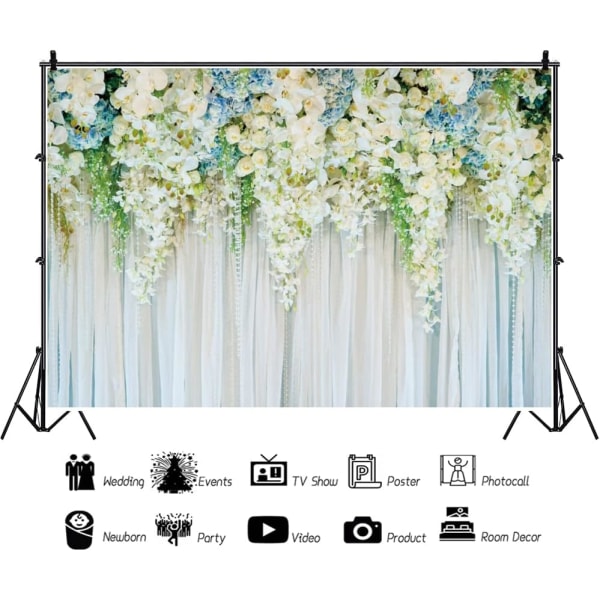 2,1x1,5m bröllopsfotografibakgrund Vit gardin med rosa F