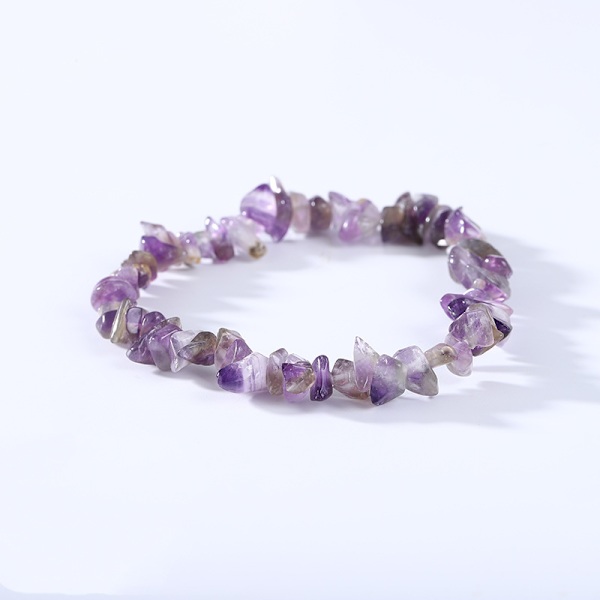 Naturlig Amethyst Stenarmbånd Uregelmæssig Elastisk Knust Sten Armbånd