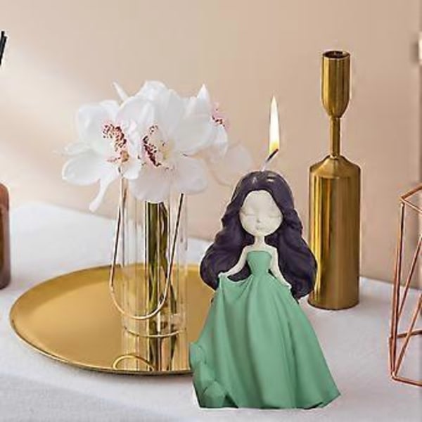 Sød Pige Prinsesse Silikonform 3D Lysform Genanvendelig Fondantforme Slik Chokoladeform Støbningsform til DIY Håndværk Hjem Kunst Dekoration