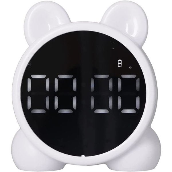 1st vit digital väckarklocka, barns intelligent klocka med