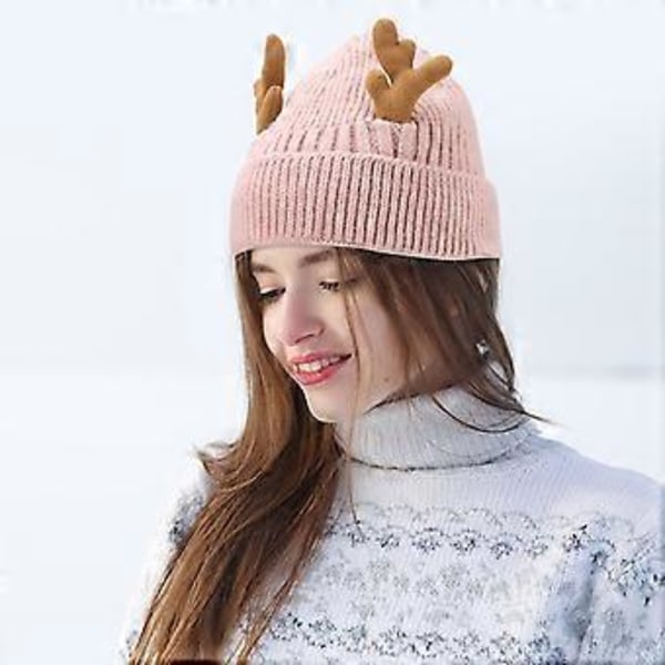 1 st Mode Jul Älg Horn Stickad Varm Vintermössa För 56-62cm