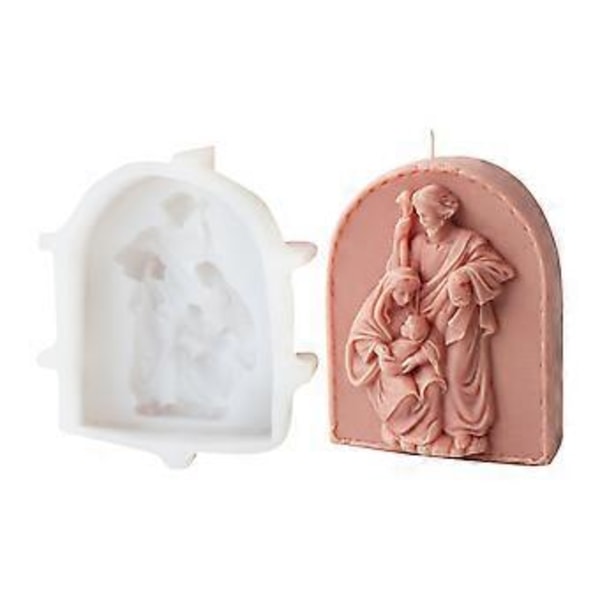 3D Gips Lysform Genanvendelig Silikoneform til Kagedekoration Praktisk Aromaterapi Håndværksform Smykkeforsyninger (Arch Jesus Madonna H)
