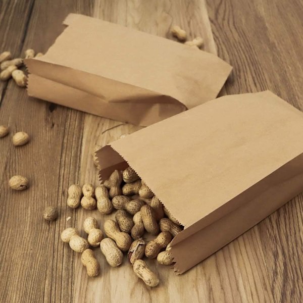 100 brune papirsposer 6 x 22cm, gavepose/feriepose/tilkommende*