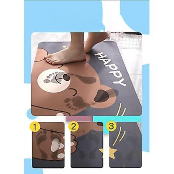 Tecknad absorberande supersoft duschmatta badrum halkfri maskintvättbar, lämplig för dörröppning/kök/badrum/tvättstuga/sovrumdoftande hund60*9