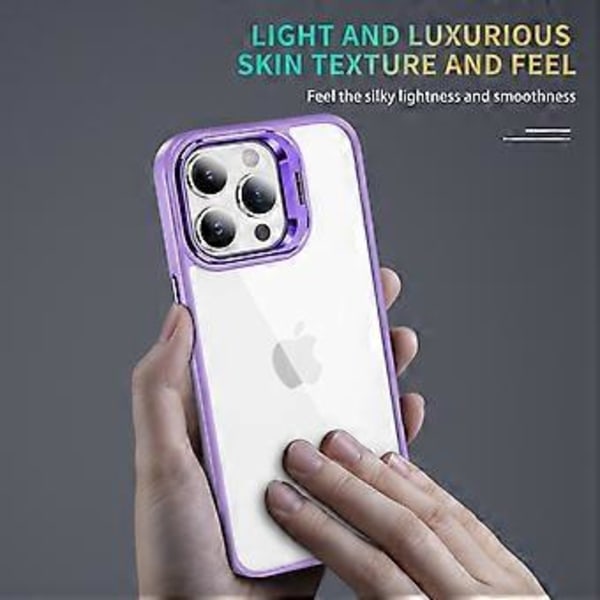 TPU+Akryl-etui med linsebeskyttelsesramme, kickstand og beskyttende deksel for iPhone 15 Pro (Stil B)