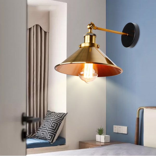 Industriel Retro Væglampe, Foldbar Bronze Væglampe, Moderne In
