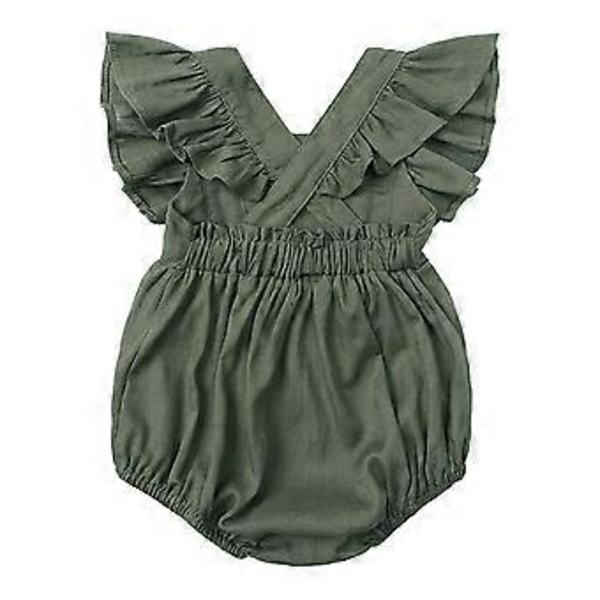 Babykläder Flicka Baby Romper Volang Ärmlös Jumpsuit Heldräkt Enfärgad Bodysuit Sommar Babykläder Flicka Blå 80(80 Blå)