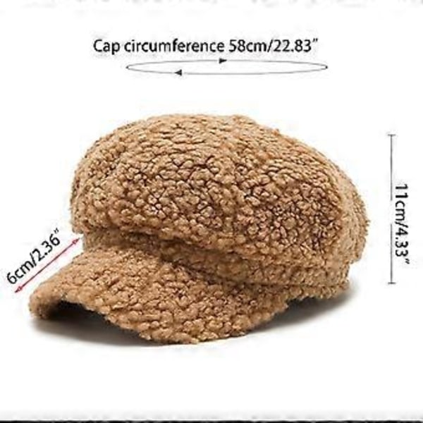 Konstnär Målare Lammull Basker Hatt Enfärgad Hatt Utomhus Fritid Åttkantig Hatt Gåva till Par Flickvän Vän Älskare Beige( Beige)