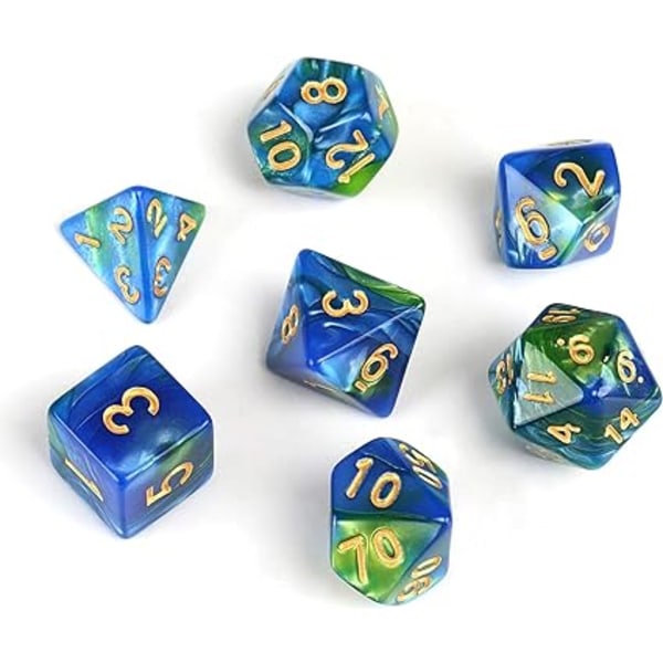 7 polyhedrala tärningar för rollspel Dungeons and Drago