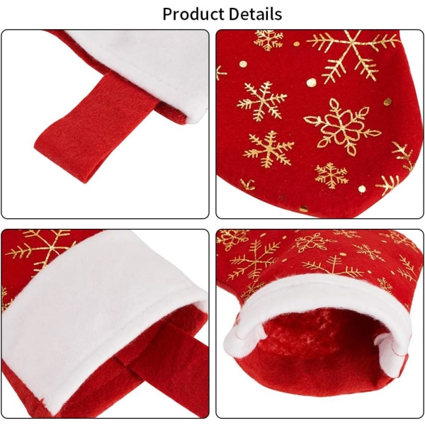 24-pack röda flanelljulstrumpor med snöflingor för heminredning