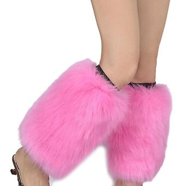 Dam Benfals Legwarmers Stövlskydd Vibrerande Neon Päls Plysch Leggingsöverdrag (Rosa)