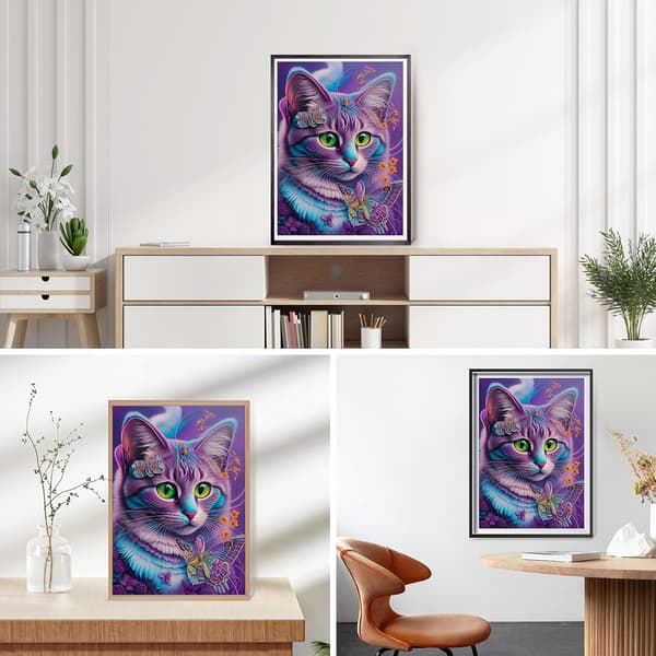 30 x 40 cm ,chat diamant maleri Diamond Painting Broderi Diam