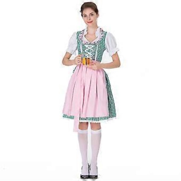 Naisten Oktoberfest-asu Saksalainen Dirndl-mekko Baijerilainen Karnevaalijuhla-asu (M Vihreä)