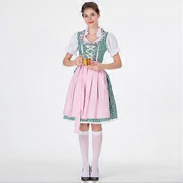 s-3xl Dame Oktoberfest Kostyme Tysk Dirndl Kjole Kostyme Bayersk Karneval Party Kjole (XL Blå)