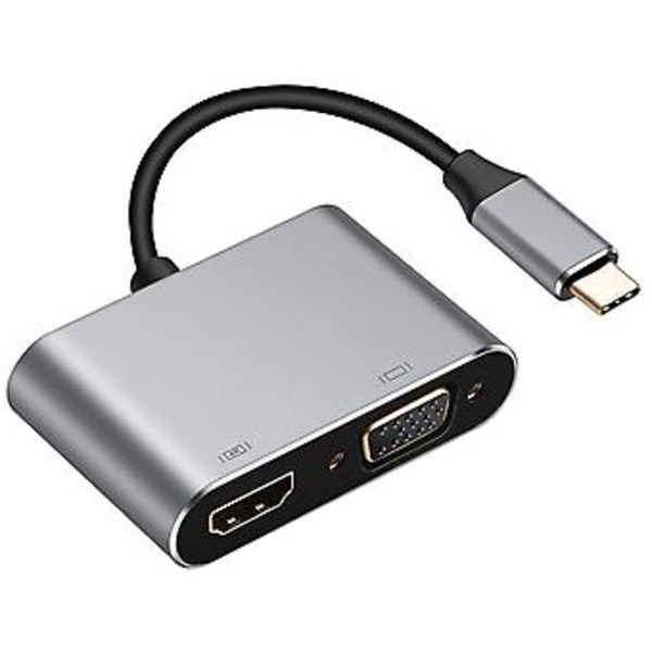 Type C til VGA HDMI Adapter 4k VGA Adapter for Notebook Laptop( )